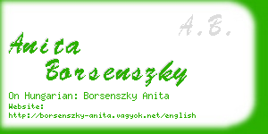 anita borsenszky business card